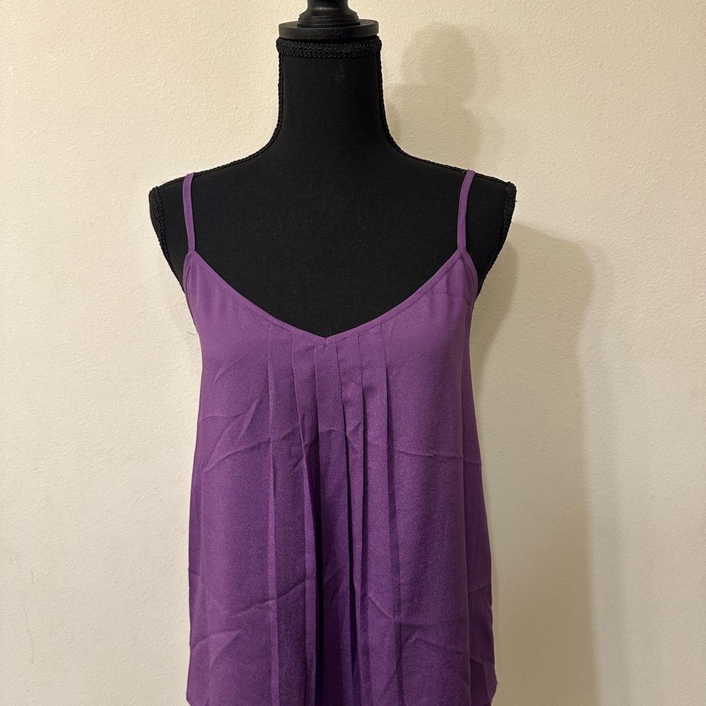 Purple Pleated Camisole Top with Relaxed Fit